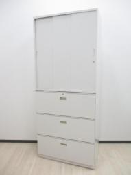 【省スペース化に嬉しい味方！2つ重ねてセットでの使用！】/オススメ(おすすめ) /人気商品【弊社使用欄：未】■イトーキ（ITOKI）　シンライン（THIN LINE）　引き違い(3枚引戸)+3段ラテラル　ホワイト