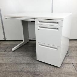 ■Okamura/オカムラ　■アドバンスシリーズ（ADVANCE）　■片袖机　■サイズ（W1000/D700/H720）■シリンダー錠　■ネオホワイト ※日焼けあり【弊社使用欄：A01044142】