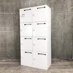 【フレキシブルな働き方に対応するメールロッカー！鍵の持ち運び要らずで便利に使えるダイヤル錠タイプ！】■8人用パーソナルロッカー　■ホワイト　■投入口あり　■ダイヤル錠/オカムラ製（okamura）　ピクスラインシリーズ（Pixline）