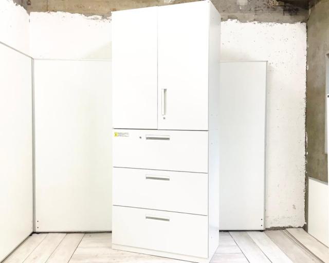 【中古】HSシリーズ HS T10U（C)+HS LA-10（C） ウチダ（UCHIDA) ハイキャビネット／両開き＋3段ラテラル