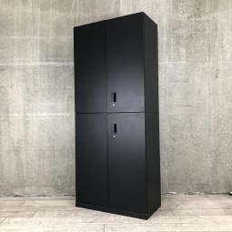 【6段分の収納力！使いやすい両開きキャビネット！】■イトーキ（ITOKI）製　エスキャビネット （eS）シリーズ　両開き＋両開き書庫セット　ハイキャビネット　■シリンダー錠　■ブラック