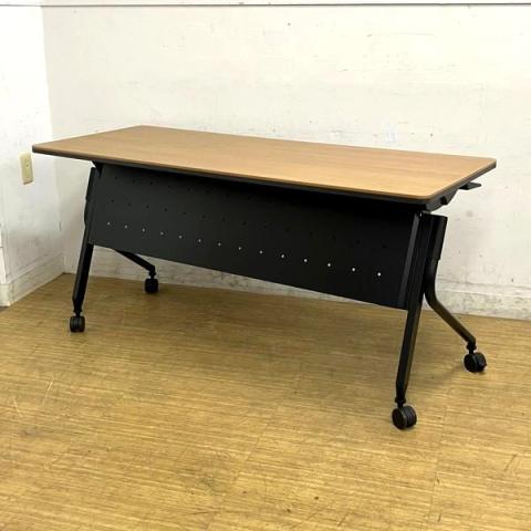 PLUS（プラス）　Linello（リネロ） サイドスタックテーブル　ブラウン天板×ブラックフレーム　棚板・幕板付き