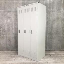 【これ1台で3人分！常に人気の高い更衣用ロッカー！】■ナイキ(NAIKI)製　LKロッカーシリーズ　3人用ロッカー　更衣用　■シリンダー錠　■色：グレー【移転や増員を検討されている方にオススメ！】