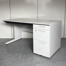 【幅1400㎜！ワークスペースを広く取りたい方にお勧め！】■コクヨ（KOKUYO）製　アイエス（iS）シリーズ　片袖机　引き出し付き　■W1400×D700×H720㎜　■ホワイト