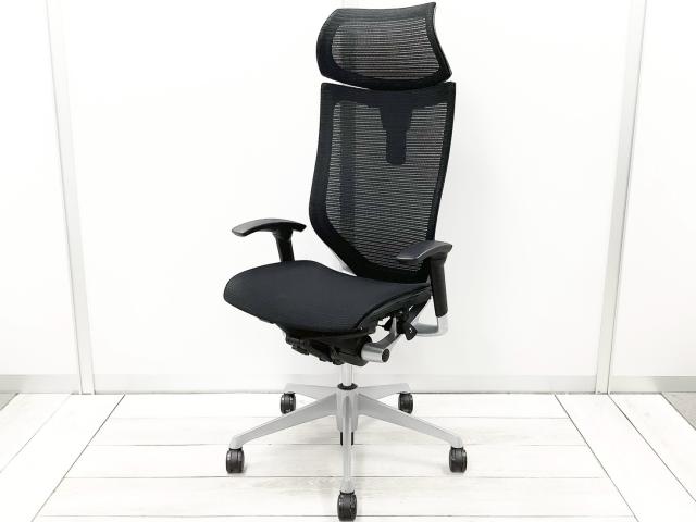 【中古】バロンメッシュチェア  オカムラ（okamura） 肘付ハイバックチェア