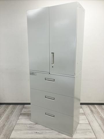 【中古】L6 RN-105A W4 プラス（PLUS） ハイキャビネット／両開き＋3段ラテラル