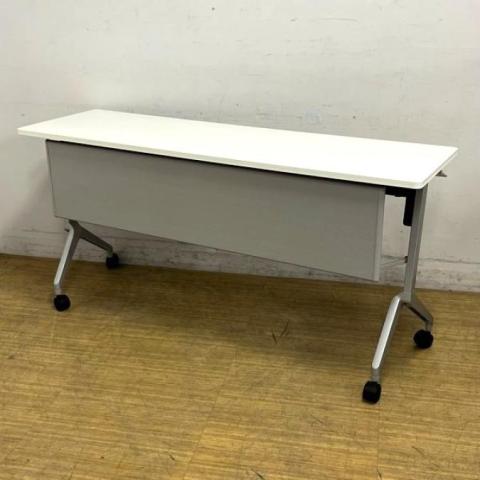 コクヨ リーフライン サイドスタックテーブル W1500×D450 会議やミーティング用として是非 ホワイト天板 棚付き・幕板付きで嬉しい仕様【関東倉庫在庫品】【弊社使用欄:A01046125】