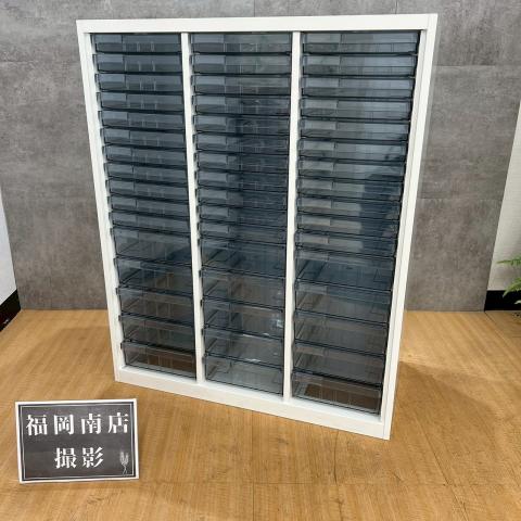 【中古】レクトライン  オカムラ（okamura） ローキャビネット／クリスタルトレー