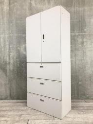 【関西外部倉庫在庫品】■イトーキ（ITOKI）シンライン　書庫セット（両開き+3段ラテラル）　■ニューグレー【これ1台で書類整理の問題が解決！　上下で6段分の大容量収納！　搬入時は上下別の2個口での納品となるためエレベーター搬入も安心！】【弊社使用欄：A01045283 A01045282】