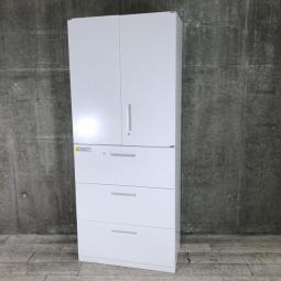 【オフィスの整理整頓に大活躍！両開き＋3段ラテラルの書庫セットです！】■ウチダ（UCHIDA）製 　ハイパーストレージ（HS）シリーズ　 書庫セット　 両開き＋3段ラテラル　■シリンダー錠　■ホワイト【現在大人気書庫！新品もお安く！】