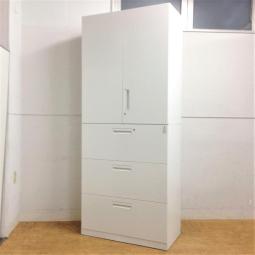 コクヨ　エディア　3段ラテラル＋両開きの書庫セット　ホワイト　鍵付き（シリンダータイプ）　使い勝手の良い定番の組み合わせ【愛知・名古屋・豊田・静岡・浜松】