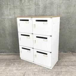 【フリーアドレス化の相棒！個人の荷物を収納可能なダイヤル錠式の6人用ロッカーが入荷！】■イトーキ（ITOKI）製　シンラインシリーズ　６人用パーソナルロッカー　■投函口付　■ダイヤル錠　■ホワイト/天板：木目ナチュラル