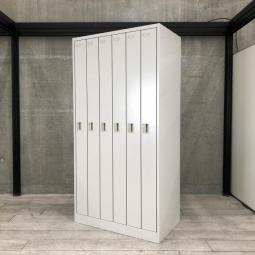【個人の衣服や荷物をしっかり管理！使い勝手の良い6人用更衣ロッカー！】■オカムラ（okamura）製　FZシリーズ　6人用更衣ロッカー　■ニューグレー色　■シリンダー錠 　【倉庫在庫品】【TH】