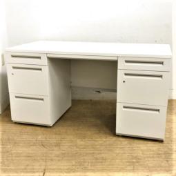 【在庫入替セール】【1台入荷】ウチダ　スカエナ　両袖机　配線：S type　ホワイト　十分な収納機能　カギ付き　シリンダー錠