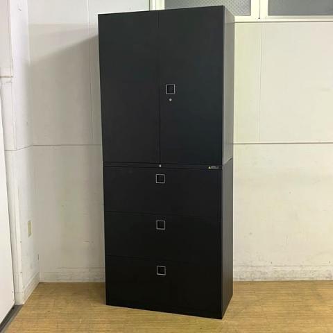 【中古】レクトライン 上：4B313F ZH25　下：4BG3ZC ZK25 オカムラ（okamura） ハイキャビネット／両開き＋3段ラテラル