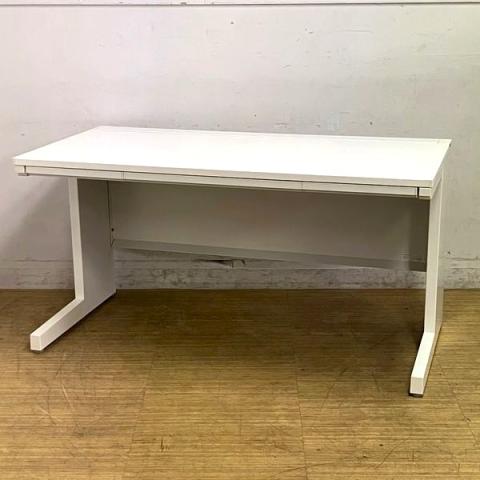 平机　内田洋行　スカエナ（SCAENA）　配線：Ktype（開閉式のカバータイプ）　ホワイト天板　引き出し付き　ゆったりつかえるW1400サイズ