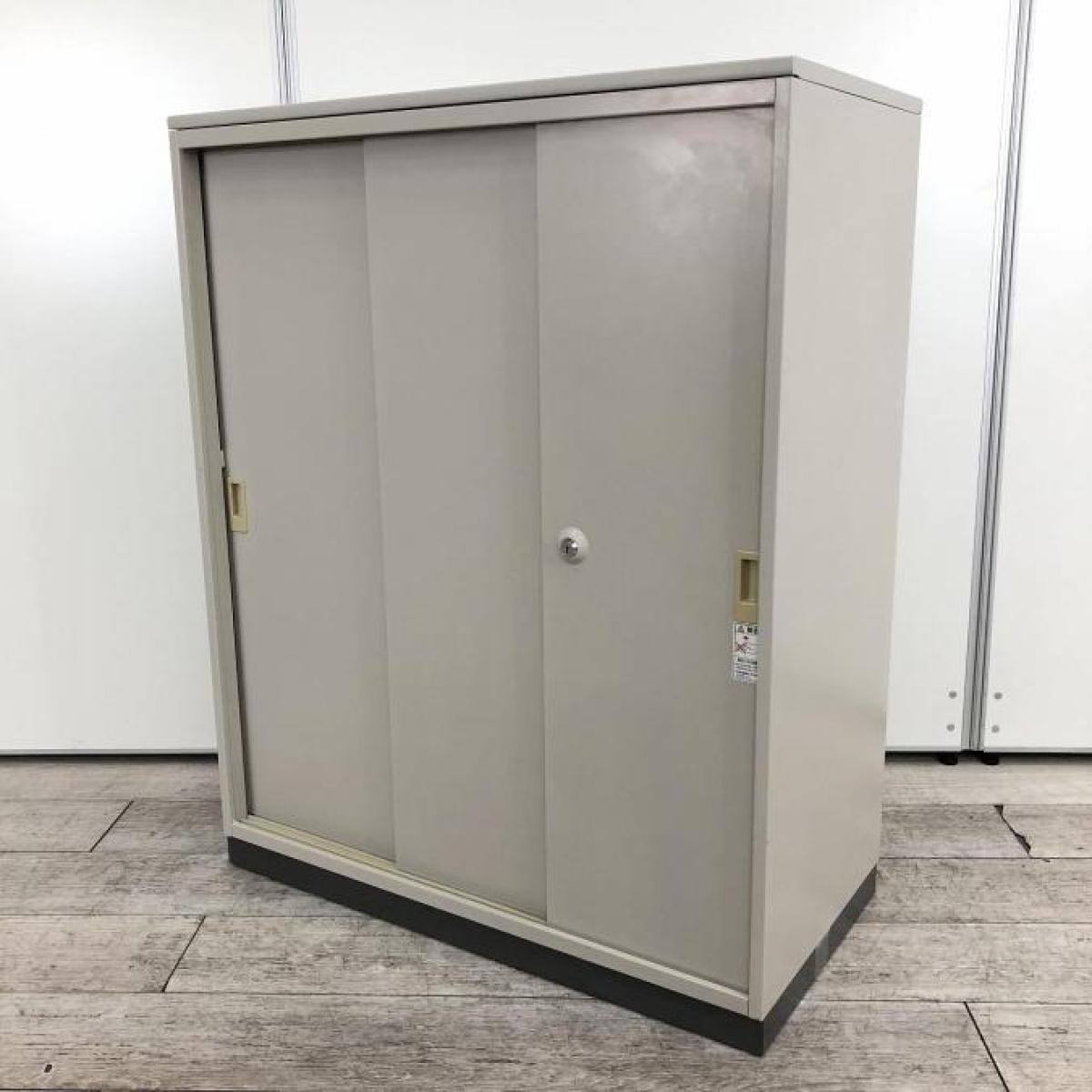 コクヨ キャビネットスライド式扉 グレー 中古 汚れ有り 88×120×40cm