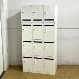 オカムラ　12人用メールロッカー　ダイヤル錠　ホワイト　投函口あり　※暗証番号検索キーは別途費用にて作成