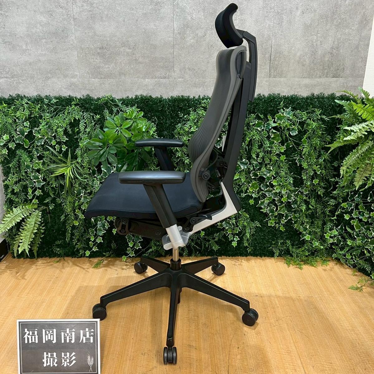 中古】スピーナチェア KE-757GP-T1T1SG イトーキ/ITOKI 肘付ハイバック