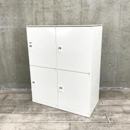 【関東倉庫在庫品】【ダイヤル錠のため鍵紛失の心配なし！】■オカムラ製　レクトライン　4人用パーソナルロッカー※天板付き　■ホワイト　天板：ナチュラル【弊社使用欄：A01021542】【ECBMC】