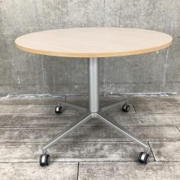 【ちょっとしたミーティングや休憩室にぴったり!キャスター付きでフレキシブルに!】■イトーキ(ITOKI)製 DEシリーズ 丸テーブル ミーティングテーブル W900×H700㎜ ■キャスター付き ■ナチュラル