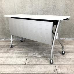 【スタイリッシュで上質なデザイン！収納時に場所を取らない折り畳みテーブル】■イトーキ(ITOKI)製　リリッシュ 2(LILISH 2)シリーズ　サイドスタックテーブル　W1200×D450×H700mm　■キャスター・幕板付き　■ホワイト