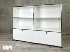 USMハラー　2連3段キャビネット　ピュアホワイト　サイドボード　D350　OPOPDD