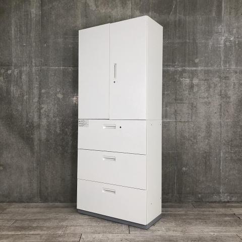 【中古】L6  プラス（PLUS） ハイキャビネット／両開き＋3段ラテラル