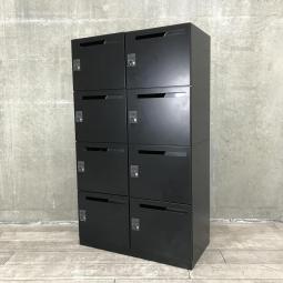 【2列4段で省スペースに設置！人気のメールロッカー！】■コクヨ(KOKUYO)製　イノン(iNON)シリーズ　8人用パーソナルロッカー　W900×D450㎜　■投函口付　■ダイヤル錠　■ブラック　【固定席を持たないモバイルワーカーにもオススメ！】※非常解錠キーは付属しておりませんのでご希望のお客さはご相談お待ちしております。