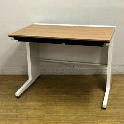 【在庫入替セール】平机　スタンダードテーブル(センター引き出し付き)　コクヨ　iS　オシャレな木目　ラスティックミディアム天板×本体ホワイト　コンパクトな幅1000mm