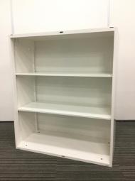 【オフィスの書類をスッキリ整理！　扉の無いタイプなので資料探しがラクラク！】■オカムラ（okamura）製　レクトライン(Rectline)シリーズ　オープン書庫　ローキャビネット　■色：ホワイト　※扉外し商品のため外し跡がございます。