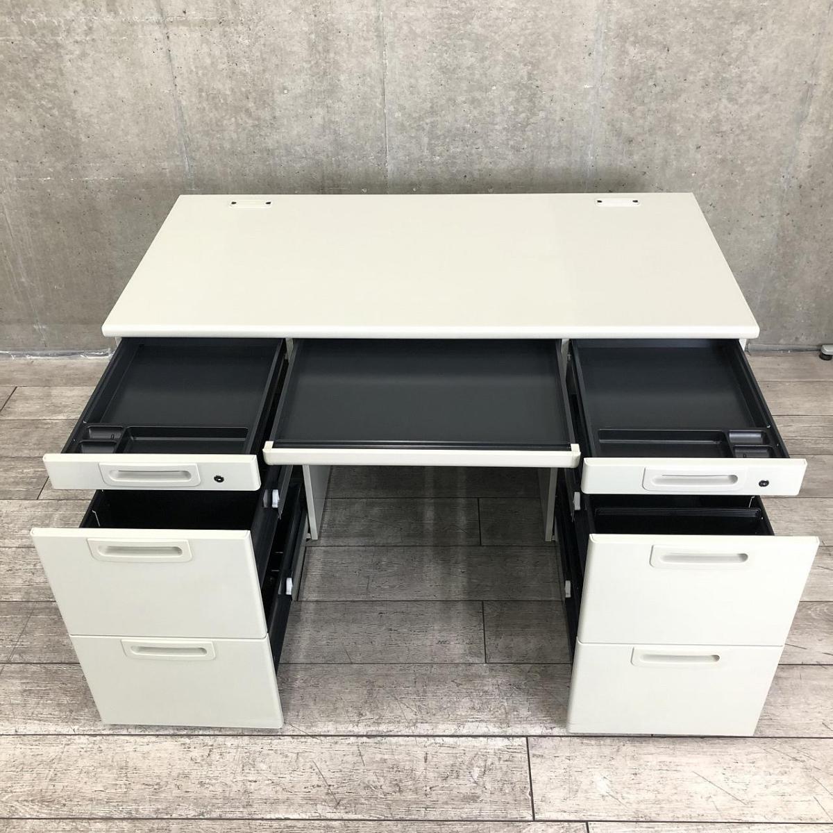 中古】LA LA-NT147 LGY プラス/PLUS 両袖机 562423 - 中古オフィス家具 