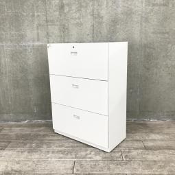 【A4ファイルも沢山収納可能！ホワイトカラーの人気シリーズ３段ラテラル書庫！】■イトーキ製　シンラインシリーズ　ラテラル書庫　■ホワイト　【HU】【関東倉庫在庫品】【弊社使用欄：A01035133】