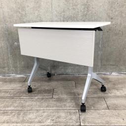 【定価約7万円】【コンパクトな幅800㎜】【折りたたみ収納が秀逸！スタイリッシュなデザインで高品質！】■ウチダ(UCHIDA)製　パラグラフシリーズ(Paragraph)　スタックテーブル　W800㎜　■幕板付き　■ホワイト