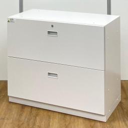 【珍しい2段ラテラルタイプ！】耐久性・機能性を兼ね備えたキャビネット！スペースにジャストフィットする引き出し型収納
■イトーキ/シンライン（THIN LINE）/ホワイト　シリンダー錠