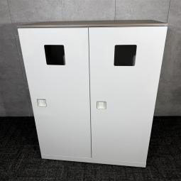 【オシャレな天板付きのダストボックス！新オフィスなどいかがでしょうか！】オカムラ　レクトライン　両開き　ホワイト　《オフィスバスターズ福岡博多店は、福岡を拠点として、日本全国へ中古オフィス用品・オフィス家具を提供しております》