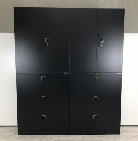 【中古】レクトライン 4B313F　ZK25/4BG3ZC　ZK25 オカムラ（okamura） ハイキャビネット／両開き＋3段ラテラル