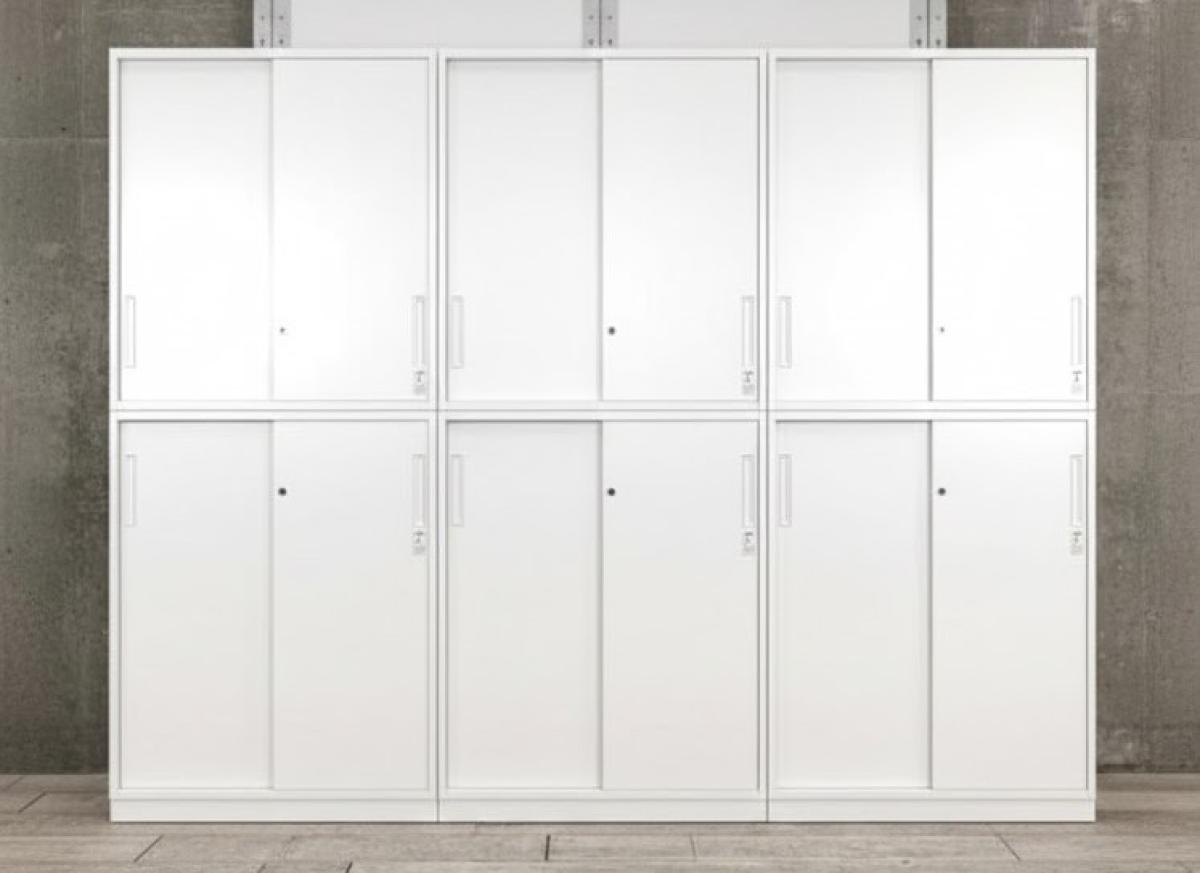 3台1セット！【手狭オフィスで大活躍！導線を確保できる上下引き違い書庫セット！】/オススメ(おすすめ) /人気商品【弊社使用欄：A01031461/A01031463】■上下引き違い書庫セット　ハイキャビネット　H2150㎜　2枚扉　シリンダー錠　ホワイト/コクヨ/エディア
                        エディア
                                    中古
            