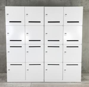 2台1セット！【フリーアドレスやコワーキングオフィスの相棒！鍵の持ち運び要らずで便利に使えるダイヤル錠タイプ！】■8人用パーソナルロッカー　■ホワイト　■投入口あり　■ダイヤル錠/オカムラ製（okamura）　レクトライン（Rectline）