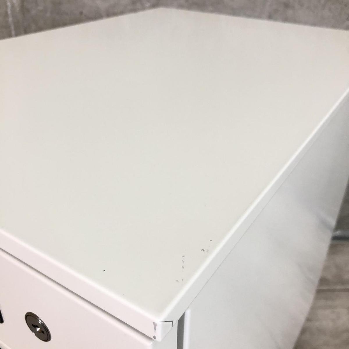 プラス　フラットライン　３段脇机『中古良品』 プラス スチールデスク フラットライン 奥行600mm用 脇机 3段 メープル
