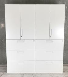 2台1セット！【収納量抜群の書庫セット！観音開き＋引き出しタイプの人気の組み合わせ！】/オススメ(おすすめ) /人気商品【弊社使用欄：A01036258/A01040802】■両開き＋3段ラテラル　書庫セット　ハイキャビネット　H2160㎜　■ホワイト　■シリンダー錠/コクヨ（KOKUYO）製　 エディアシリーズ（EDIA）