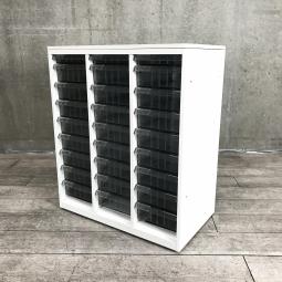 ☆H920mm！【書類や小物の整理に便利です！】■オカムラ製　クリスタルケース　A4サイズ　3列　浅型1段/深型9段　ホワイト天板付き　■対面受付用ハイカウンターとしてもご利用可能です！