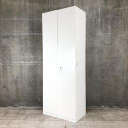 【豊富な収納スペースでオフィス書類をスッキリ整理！】■オカムラ（okamura）製　レクトラインシリーズ　両開き書庫　ハイキャビネット　W900×D450×H2150mm　新型　■シリンダー錠　■ホワイト