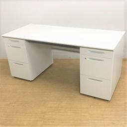 W1600の大きめサイズのデスク　コクヨ　iSデスクシステム　両袖机　鍵付き　人気のホワイトデスク