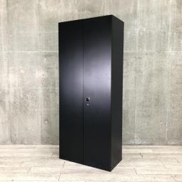【豊富な収納スペースでオフィス書類をスッキリ整理！　希少な美品ブラック！】■オカムラ　レクトラインシリーズ　両開き書庫　ハイキャビネット　W900×D450×H2150mm　■ブラック　■シリンダー錠