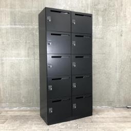 【2列5段で省スペースに設置！人気のメールロッカー！】■コクヨ　イノンシリーズ　10人用パーソナルロッカー　ダイヤル錠タイプ　投函口有り　ブラック　■固定席を持たないモバイルワーカーにもオススメ！　【KOKUYO　iNON】※非常解錠キーは付属しておりません。必要なお客様はご相談くださいませ。