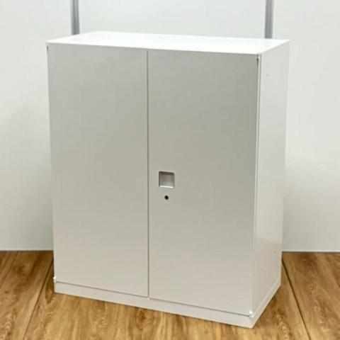 定番サイズ オカムラ/レクトラインシリーズ カラー:ネオホワイト 両開き書庫 鍵付き シリンダー錠 天板無し