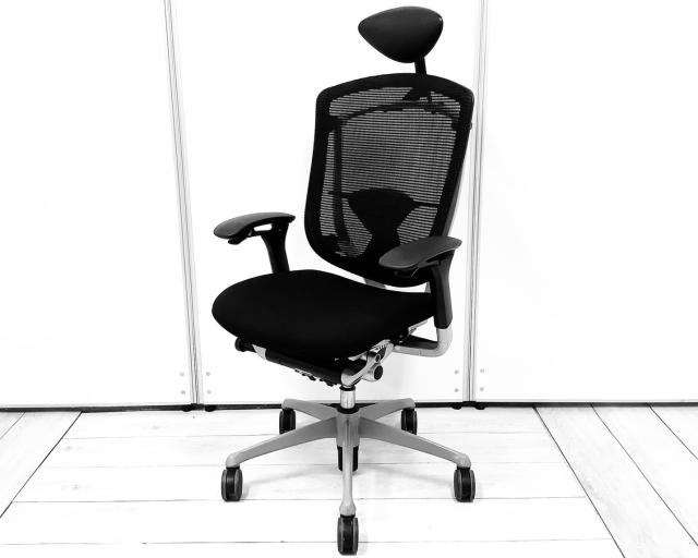 ワークチェア アームレスト付 アジャストアーム 可動肘 シルバーボディ スマートオペレーションヘッドレスト付き オススメ(おすすめ) 大人気 ・Okamura/オカムラ ・Contessa/コンテッサ ※横浜本店撮影画像※