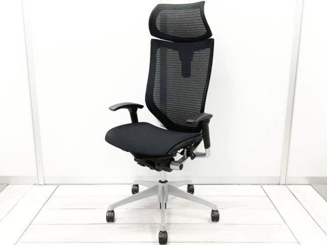 【中古】バロンメッシュチェア  オカムラ（okamura） 肘付ハイバックチェア