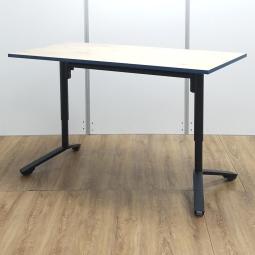 【レア】コクヨ製　イニシア　ナチュラル　エッジ：エジプシャンブルー　W1500×D750×H720・800・900　フォールディングテーブル　スタックテーブル　昇降可能で天板跳ね上げ収納も可能！　使い勝手抜群の人気商品！　昇降フラップテーブル！！